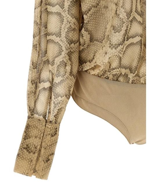 ANDAMANE Natural Paloma Python-Print Bodysuit