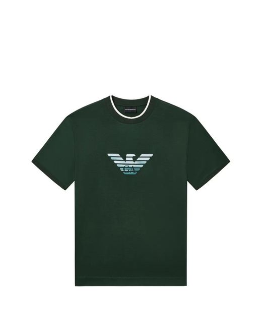 Emporio Armani Green Logo Round-Neck T-Shirt for men