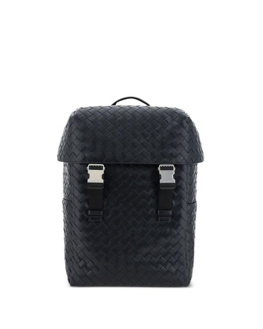 Bottega Veneta Black Intrecciato Bucked Leather Backpack for men