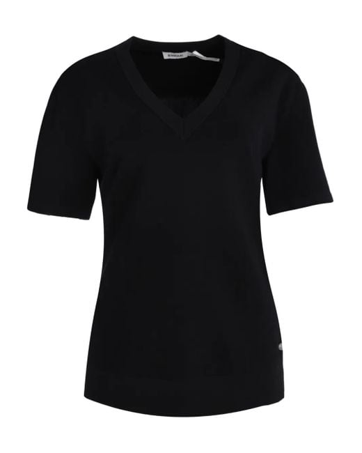 Jonathan Simkhai Black Pleated V-Neck Blouses