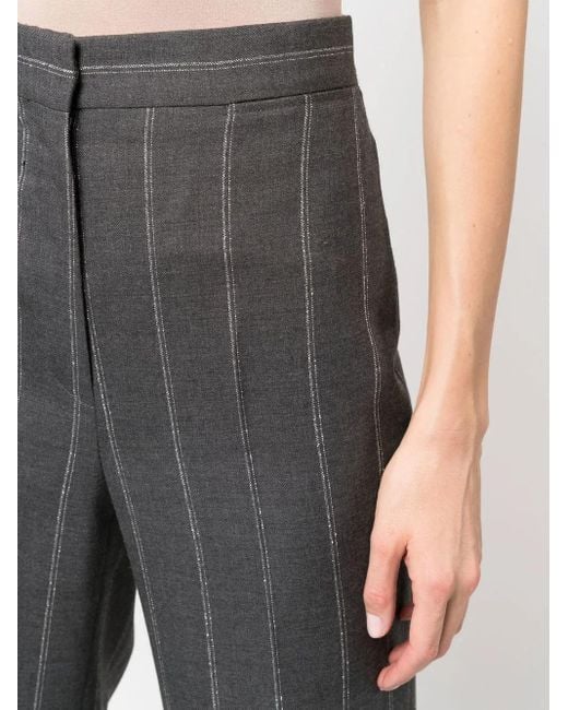 Stella McCartney Gray Wide Leg Pinstripe Trousers