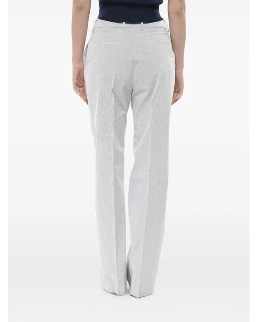 Berwich White Stripe-Pattern Trousers