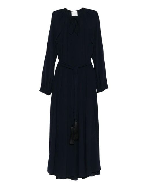 Forte_forte Black Tassel-Embellished Tie-Neck Maxi Dress