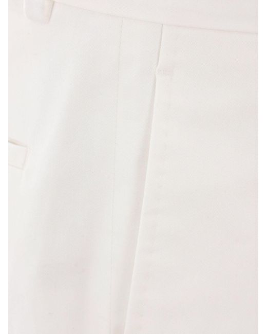 Caruso White Pleated Trousers for men