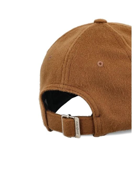 Saint Laurent Logo-embroidered Wool Cap Brown
