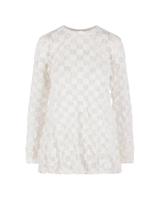 Comme des Garçons White Check-Pattern Textured Top