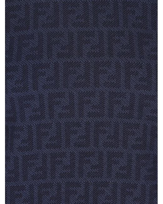 Fendi Blue Jacquard Ribbed T-Shirt