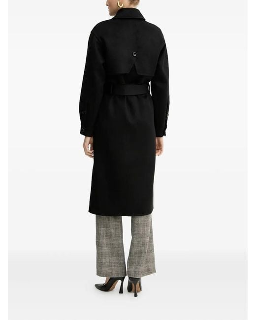 Silvian Heach Black Button Belted Coat