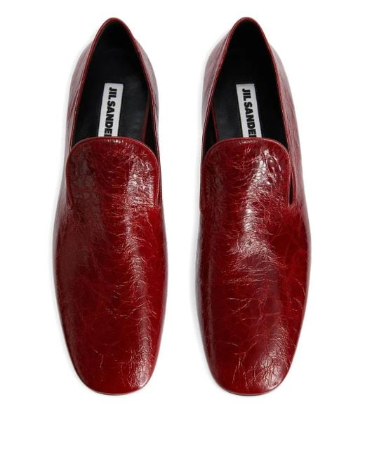 Jil Sander Red Leather Loafers