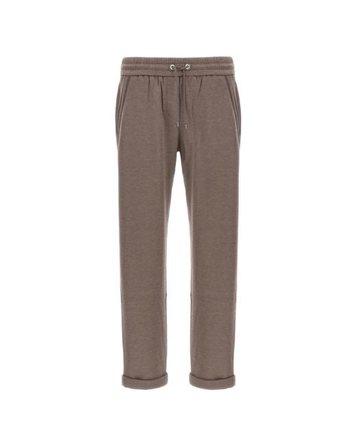 Brunello Cucinelli Gray Elasticated Monile Detail Trousers