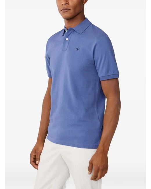 Hackett Blue Logo-Embroidered Slim-Fit Polo Shirt for men