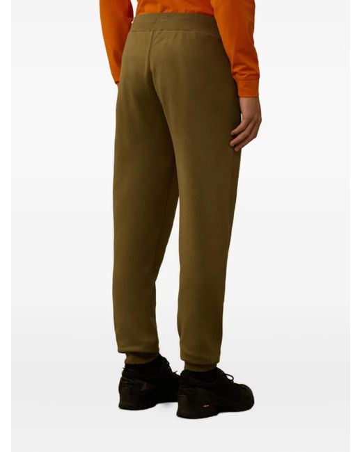 C P Company Green Diagonal Raised Fleece Drawstring Track Pants for men
