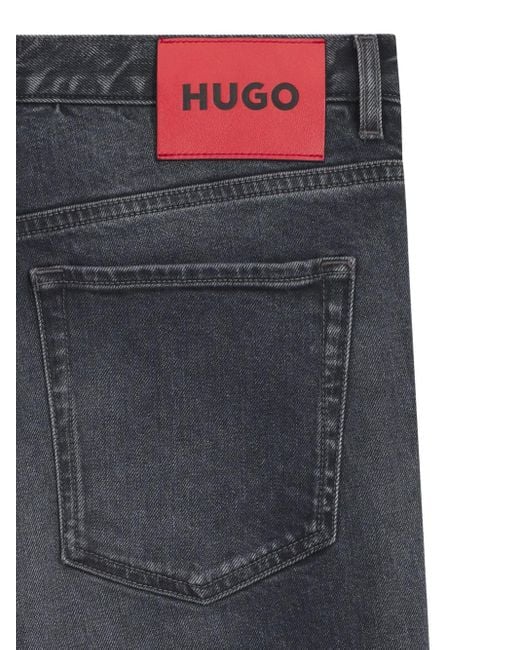 HUGO Blue Logo-Plaque Jeans for men