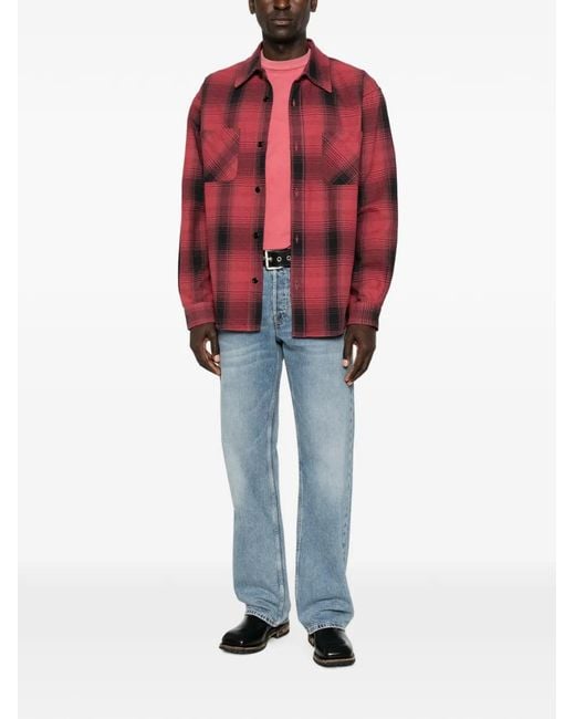 Our Legacy Red Ranch Check-Pattern Shirt for men