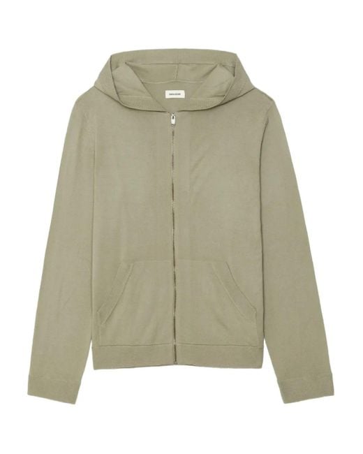 Zadig & Voltaire Green Clash We Revoltaire Zip Hoodie for men