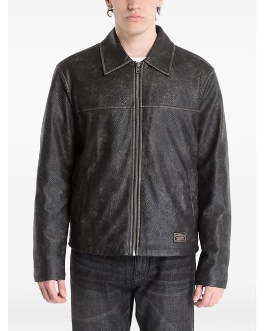 Guess Gray Faded-Effect Logo-Patch Jacket for men