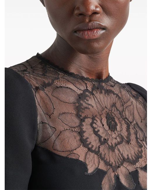 Prada Black Lace-panelled Cady Mini Dress