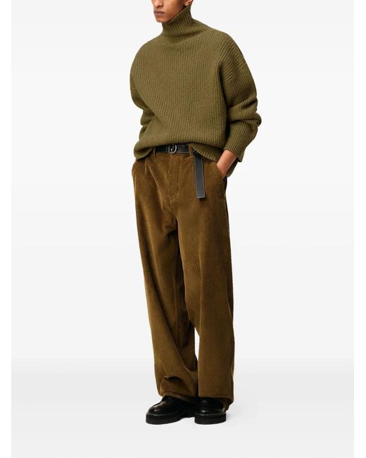 AMI Green Funnel-Neck Wool Sweater