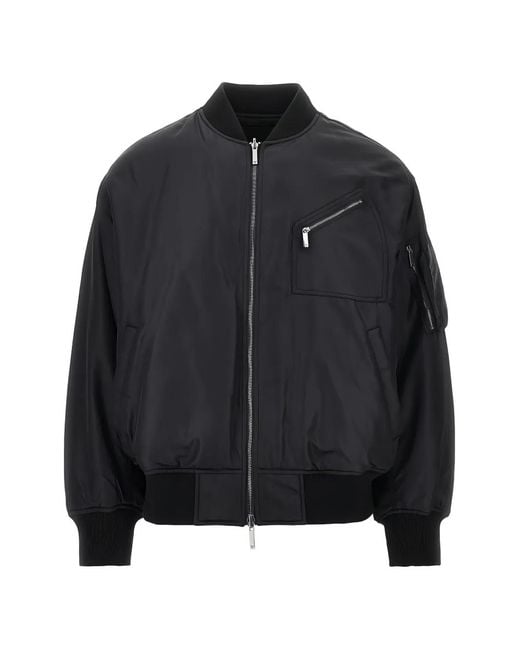 Emporio Armani Black Logo-Patch Zip-Up Bomber Jacket for men
