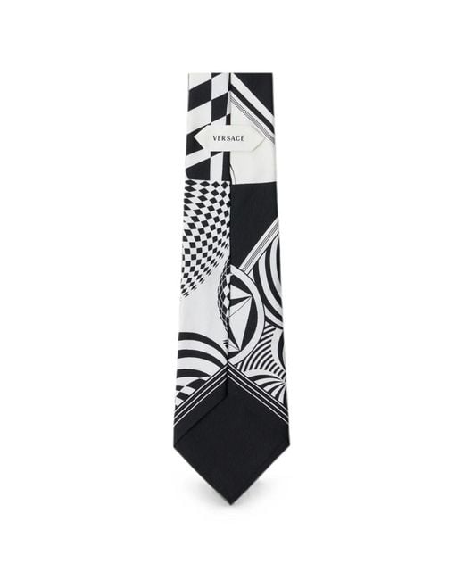 Versace White Printed Silk Twill Tie for men