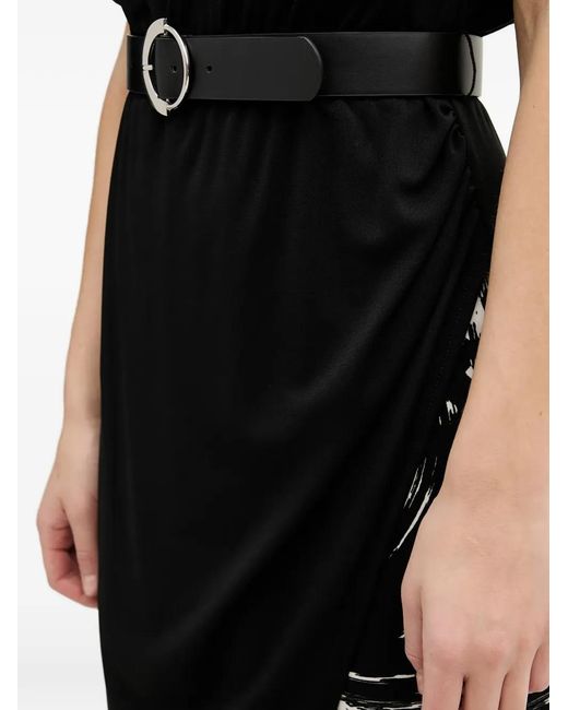 DKNY Black Roll Neck Print Dress