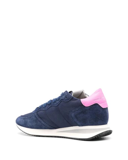 Philippe Model Blue Panelled Suede Sneakers
