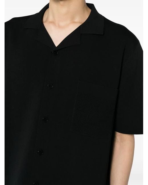 Alpha Tauri Black Patch-Pocket Button-Up Shirt for men