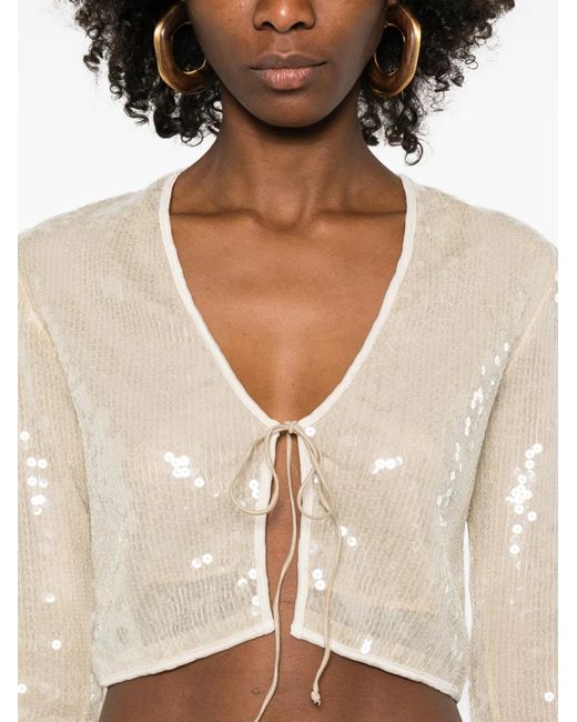 Oseree Natural Marylin Sequin Tie Top