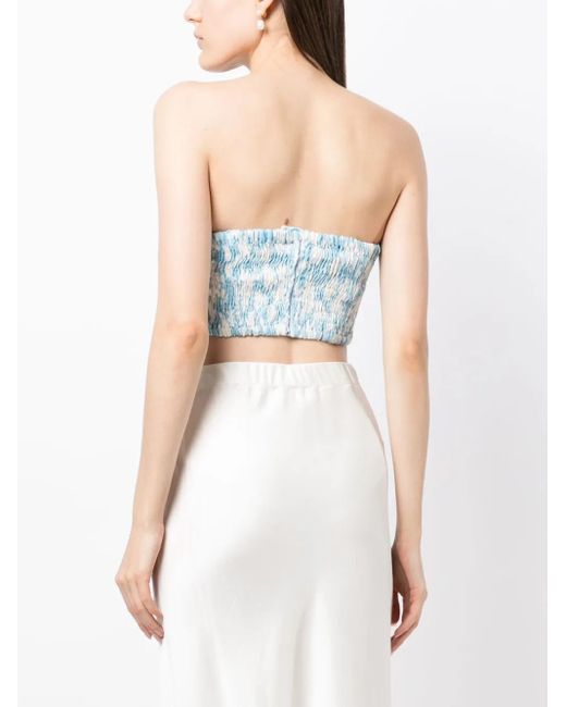 Bambah Blue Lilly Floral-Print Linen Tube Top