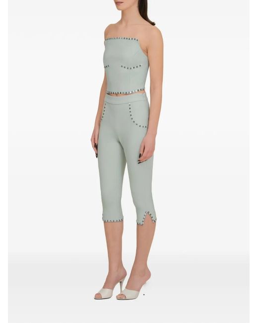 Contessa Mills White Benjamin Button-Embellished Cropped Trousers