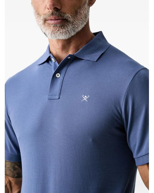 Hackett Blue Logo-Embroidered Buttoned Polo Shirt for men