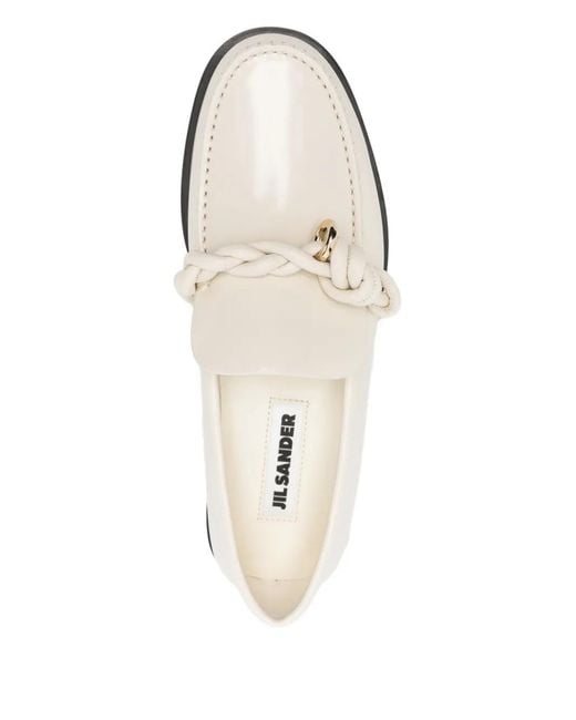 Jil Sander White Knotted-Upper Loafers