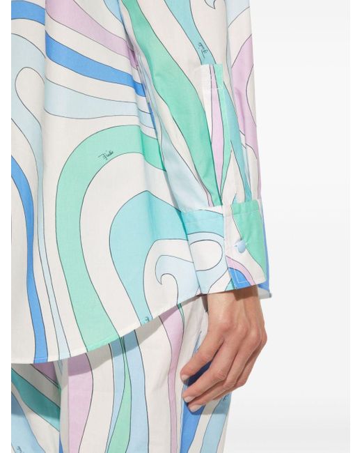 Emilio Pucci Blue Hemd mit Marmo-Print