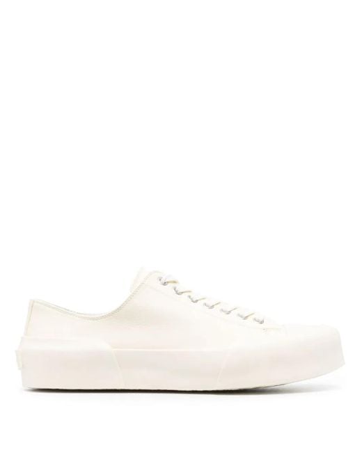 Jil Sander White Lace-Up Low-Top Sneakers
