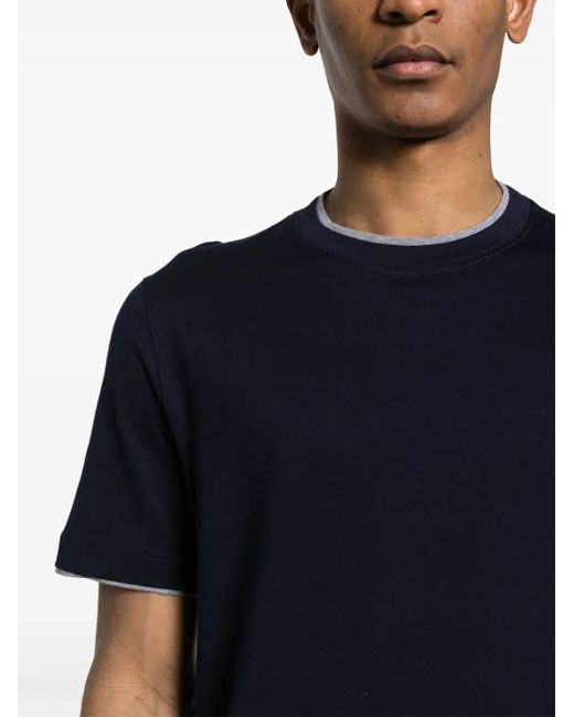 Brunello Cucinelli Blue Cotton T-Shirt for men