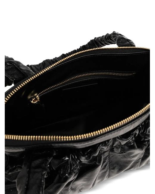 Marni Black Ruched Leather Shoulder Bag