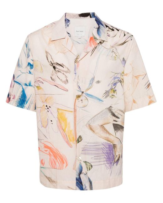 Paul Smith Natural Abstract-print Cotton Shirt for men