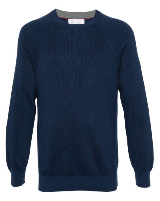 Brunello Cucinelli Gerippter Pullover in Blue für Herren