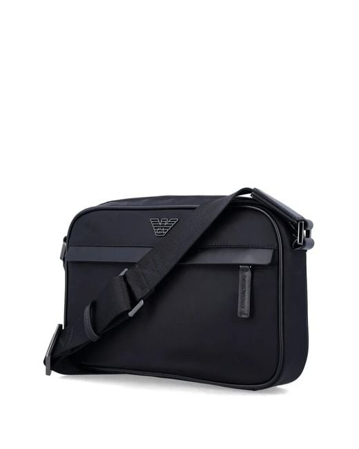 Emporio Armani Black Logo-Plaque Crossbody Bag for men