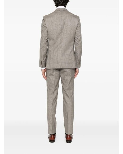 Boss Gray Double-Breasted Checked Suit for men