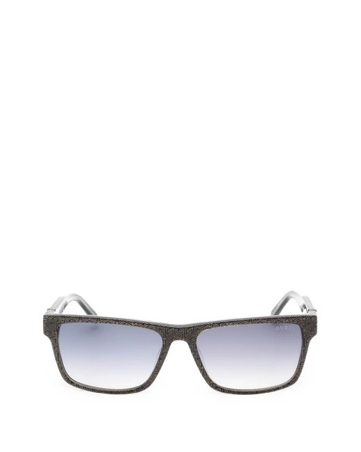 GUESS EYEWEAR White Geometric-Pattern Rectangle-Frame Sunglasses for men