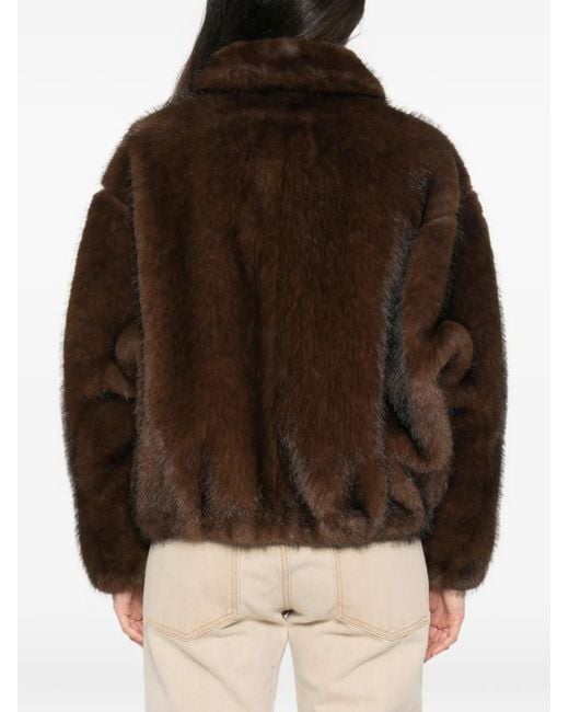 VALENTINI 1972 Brown Faux-Fur Wide Collar Jacket