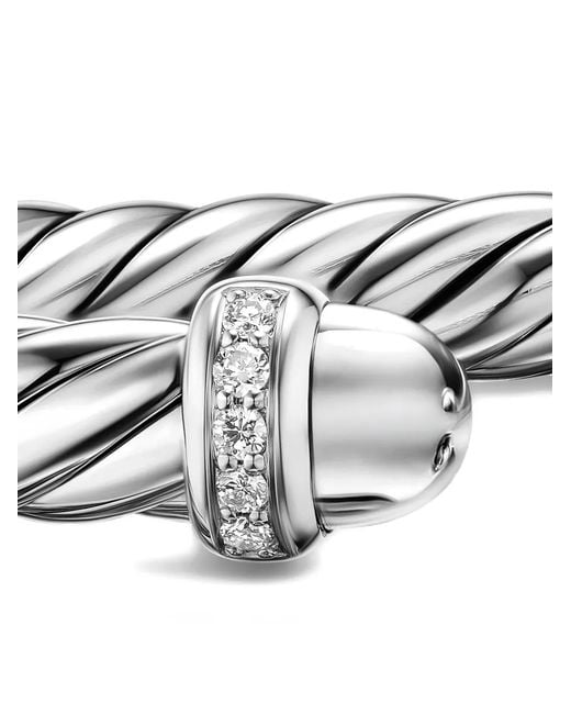 David Yurman White Sterling Cable Flex Diamond Bracelet