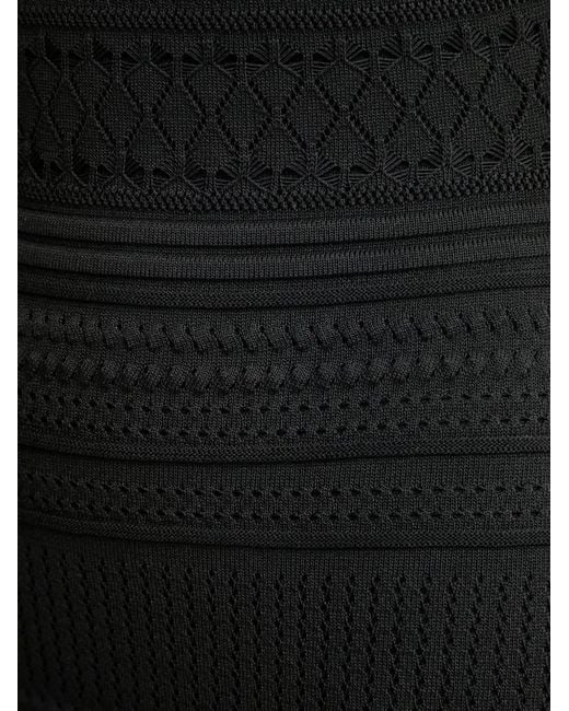 Guess Black Pointelle-Knit Keyhole Mini Dress