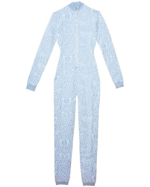 Fleur du Mal Blue Knitted Catsuit
