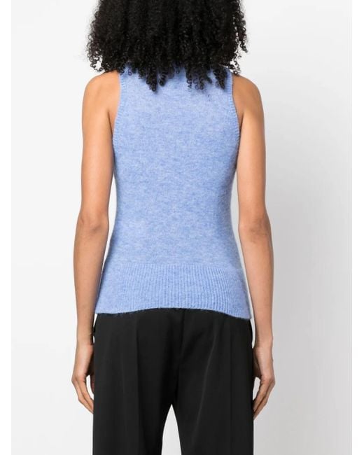 Patou Blue Mock-Neck Knitted Top