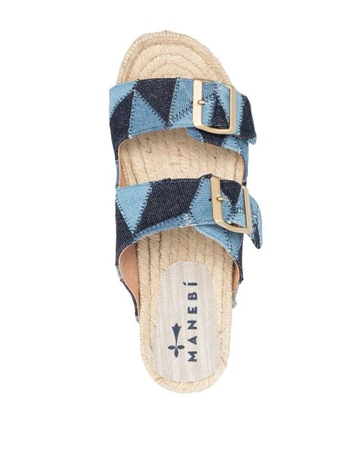 Manebí Blue Jeans Raffia Espadrilles