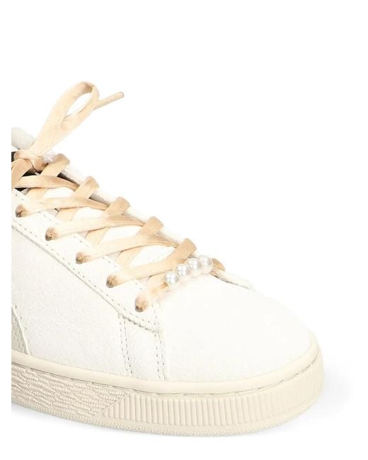 PUMA White Suede Bloom Sneakers