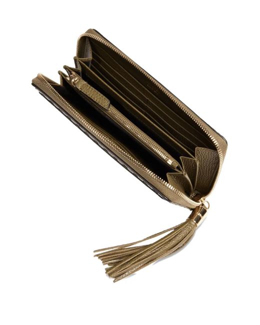 Lancel Green Tassel Zip-Around Wallet