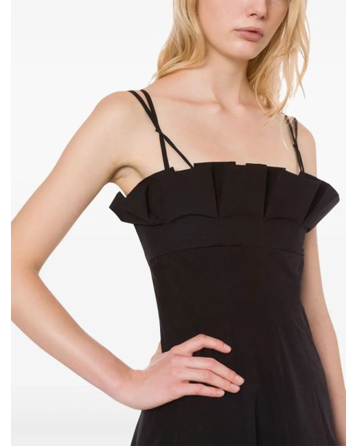 Philosophy Di Lorenzo Serafini Black Fitted Midi Dress With Ruffled Neckline